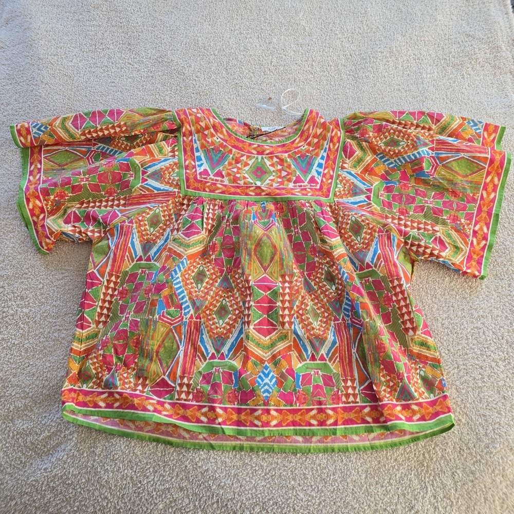 Avara Nadia Multicolor Printed Top Boho-chic Size XL NWT Keyhole Back - Picture 7 of 13